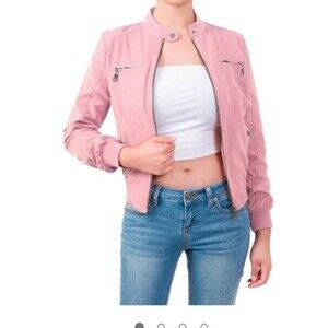 IRIS los angeles Women’s Pink Soft Lightweight Bomber Jacket Size L